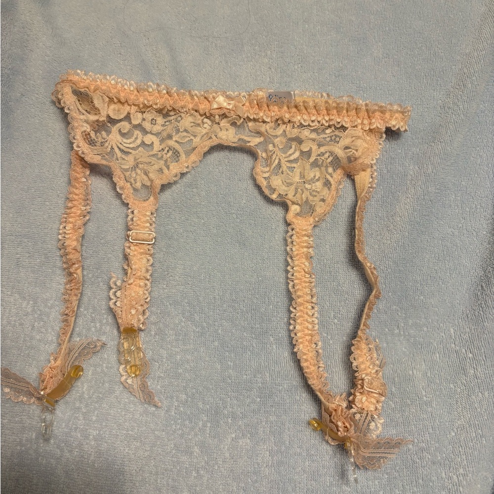 Felina pink Lace Garter with Satin Trim